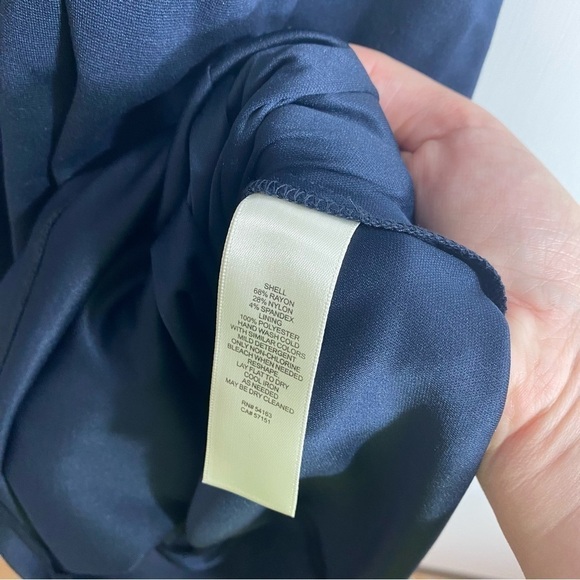 Eliza J Embroidered Sheath Dress Sz 6 Navy Blue White Sleeveless V-neck V-back - Picture 6 of 6